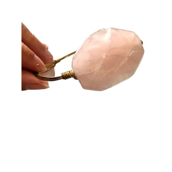 Rose Quartz Three Stone Bangle from Bourbon and Boweties - Picture 2 of 6